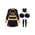 thumbnail image 3 of Hansber Tenues de Cheerleading pour Filles Uniforme de Cheerleading Robe Fantaisie avec Pompons Ensemble de Bas Doré&Noir 6, 3 of 7