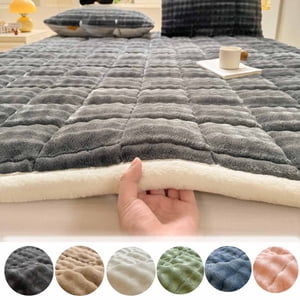 YYV Milk Flannel Thick Mattress Pad 59x79 in Plush Non Slip Upholstery Futon Topper Warm Breathable Quilted Mattress Protector For Bed Home, Mattress Pad