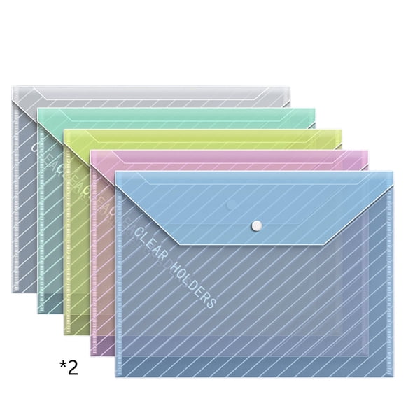 10 Pcs Chemises en Plastique pour Documents Enveloppes de Classement Format A4 Chemises Enveloppes avec Bouton-Pression Enveloppes Transparentes Pochettes Organiseur de Dossiers Porte-Documents