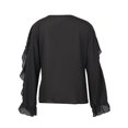 thumbnail image 4 of Women Button-down Ruffle Shirt V-neck Long Sleeve Blouse, 4 of 4