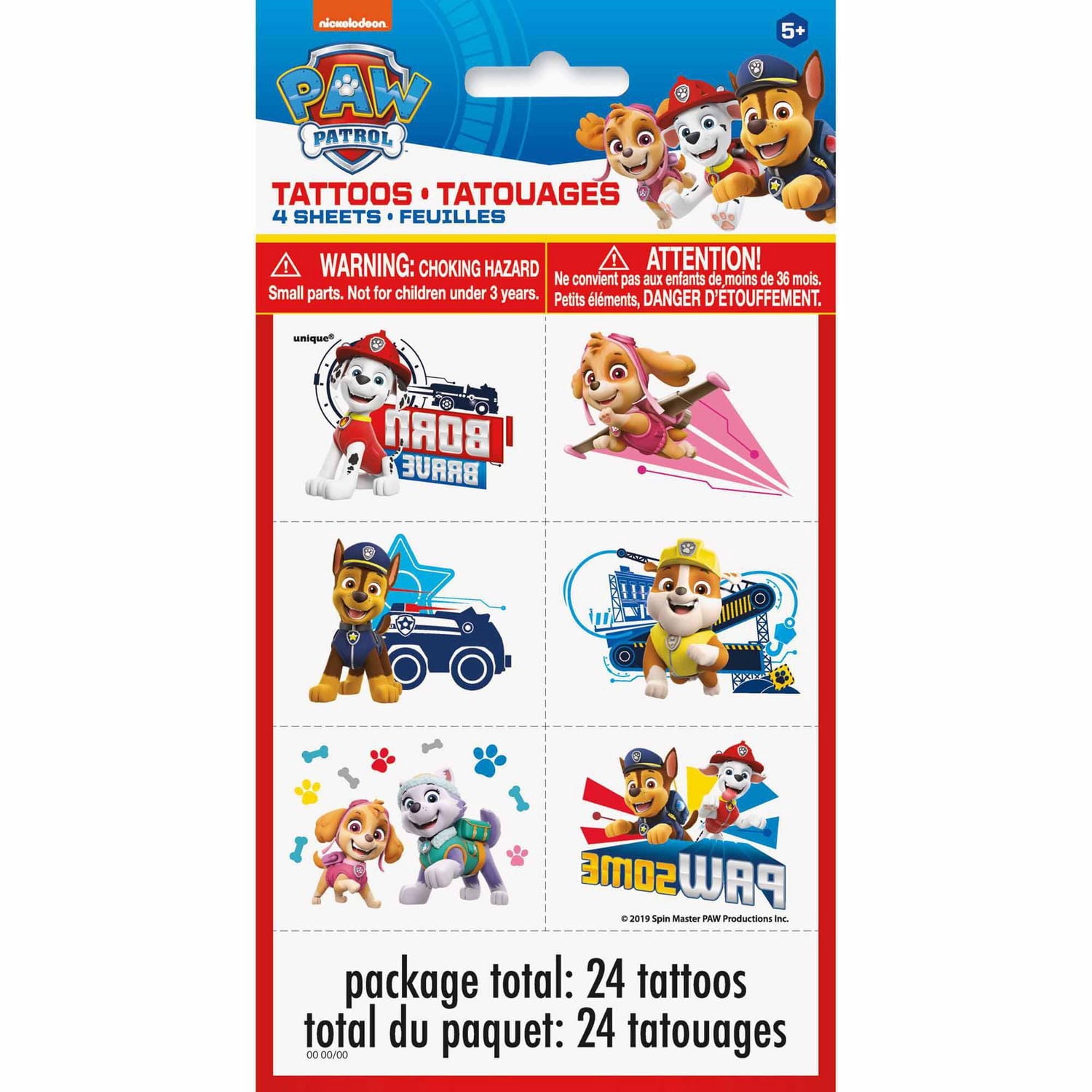 24 PAW PATROL Tatouages