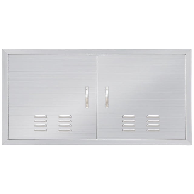 Porte d'Accès Simple en Acier Inoxydable Résistant à la Rouille pour Rangement de Cuisine Extérieur – Panneau Ventilé, Durable et Imperméable – 30 Pouces L x 14 Pouces H Porte Simple