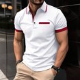 thumbnail image 1 of Shirts for Men Mens Fallow Button Turn-down Collar Top Short-Sleeved Splice Sports Top Shirt, 1 of 1