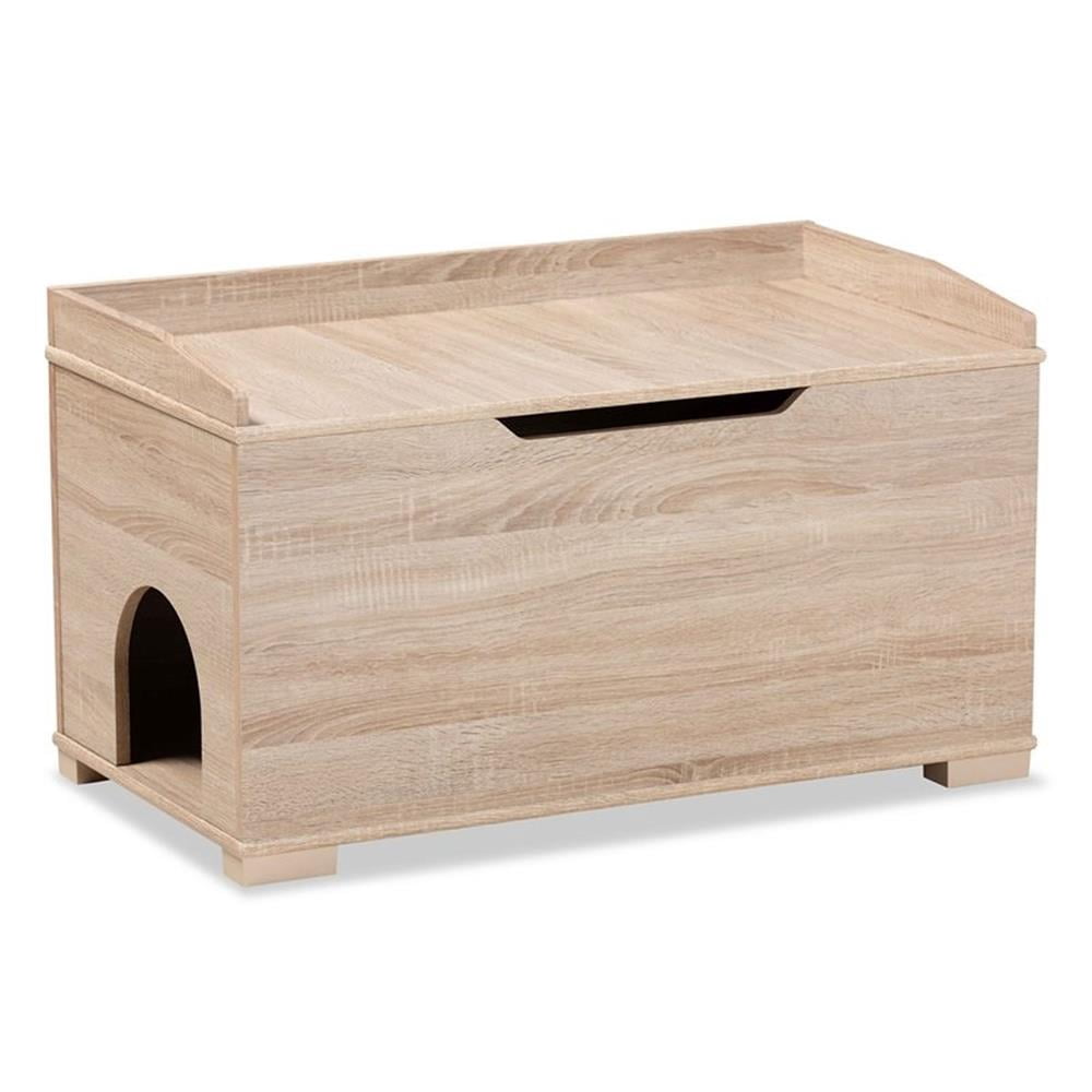 Baxton Studio Mariam Oak Finished Wood Cat Litter Box Cover House