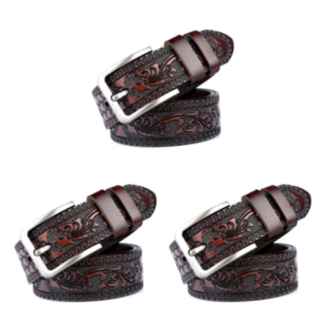 relayinert Classy And Durable PU Belt For Men Wear-resistant And Fine Workmanship Coffee Coffee 125cm 3Set
