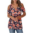thumbnail image 2 of Soki Women's Off Shoulder Tee Clearance Blouses Short Sleeved V-Neck Fashionable Tops, 2 of 6