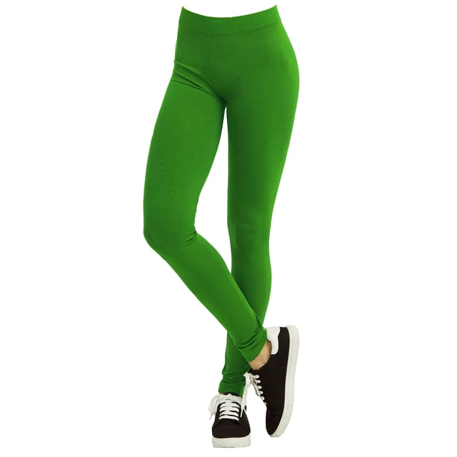 Polyester Spandex Womens Full Length Leggings, Green