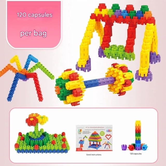 Hexagon Building Blocks for Toddlers & Kids | Snap Together Stems Toys for Preschool Learning | Creative Construction Set with Secure Connections for Safe Play