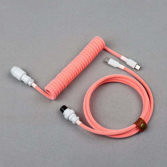 Custom Double Sleeved Coiled USB C to USB C Keyboard Cable Detachable Aviator Cable for Gaming Mechanical Keyboard coiled length 15±1cm , straight length 1.5M 2C1