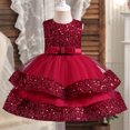 thumbnail image 2 of Birdeem Girls Summer New Sleeveless Ruffled Lace Round-Neck Embroidery Mesh Princess Bow Skirt, 2 of 12