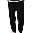 thumbnail image 1 of Pants for Men, Mens Fashion Drawstring Elastic Waist Solid Color Casual Sweat Length Pants, 1 of 6