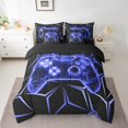 thumbnail image 2 of Erosebridal Teens Gaming Bedding Sets King Size, Blue Gamepad Comforter Sets with Sheets, Abstract Geometry Decor, Reversible 7pcs, 2 of 5