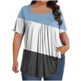 thumbnail image 2 of Admvng Womens Short Sleeve Tops Printed Oversized Neck Pleated Short Sleeved Loose Top L-5XL, 2 of 4