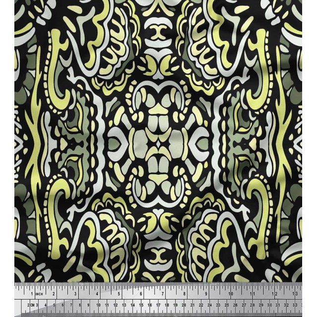Soimoi Poly Georgette Fabric Floral & Paisley Decorative Decor Fabric Printed Yard 52 Inch Wide