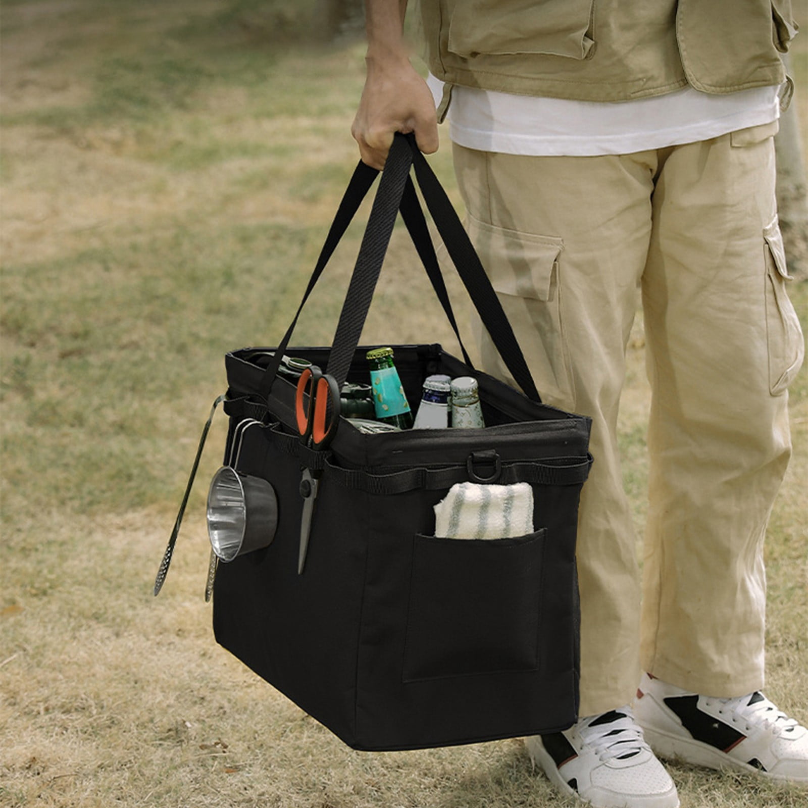 Mefallenssiah Boîte de Rangement Pliante Extérieure Sac à Outils de Camping Grande Capacité Sac à Main Multifonctionnel Sac d'Organisation de Pique-Nique
