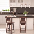 thumbnail image 4 of Costway Set of 4 Swivel Bar Stools Counter Height Rubber Wood Pub Chairs w/ Rattan Back, 4 of 9
