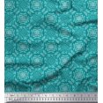 thumbnail image 1 of Soimoi Green Poly Georgette Fabric Seamless Damask Printed Fabric 1 Yard 52 Inch Wide, 1 of 4