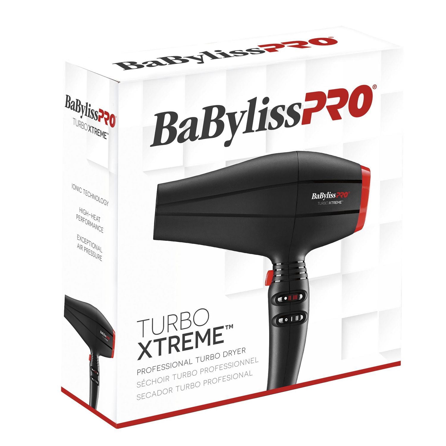 Séchoir professionnel BabylissPRO Turbo Xtreme, ionique moteur AC 1875 watt, noir, 1 pièce