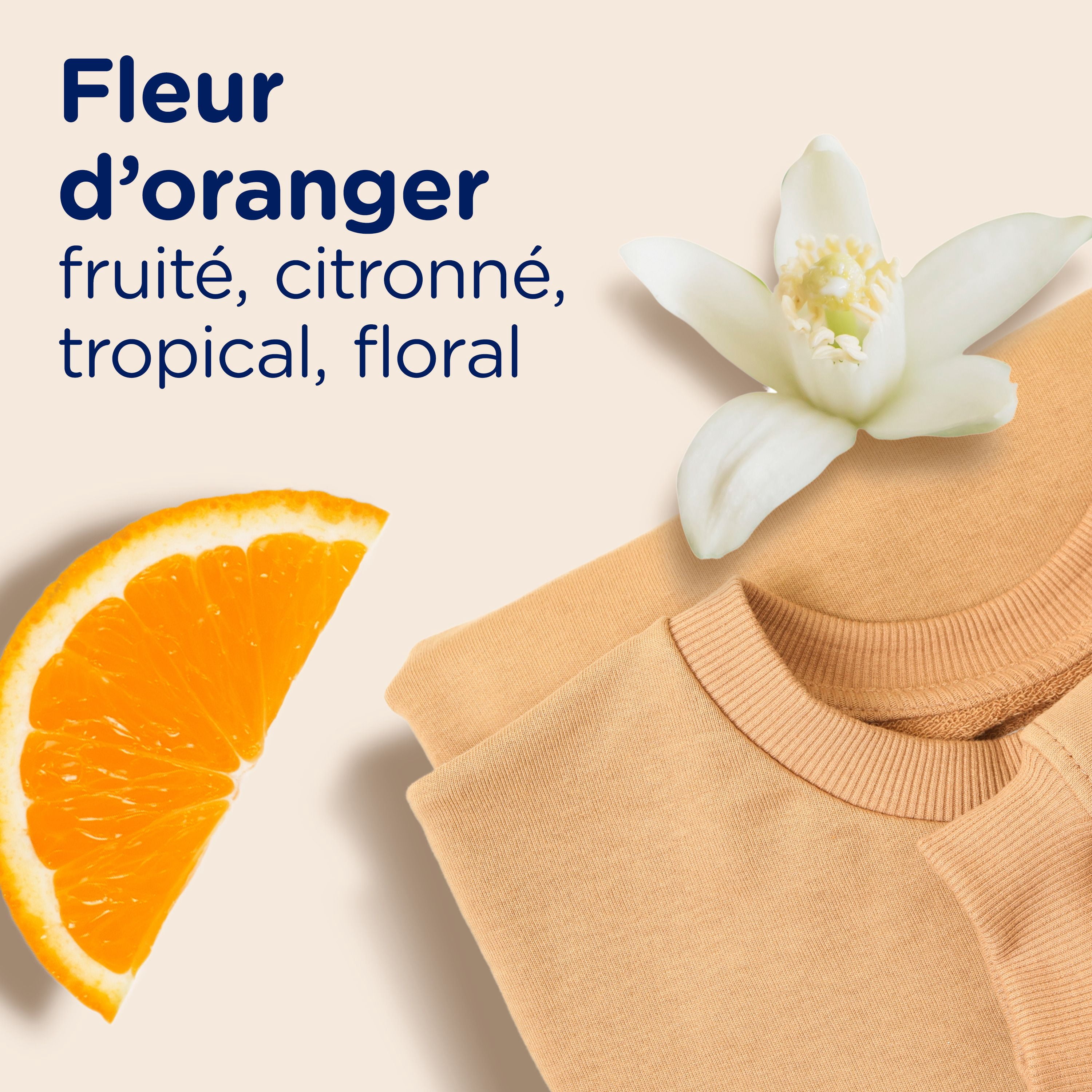 Perles rehausse-parfum pour lessive Downy Léger, parfum Fleur d’oranger, perles pour les tissus et la lessive, conçues pour être douces avec une légère bouffée de parfum, sans parfums prononcés