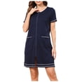 thumbnail image 1 of Timegard Robe de Nuit pour Femmes à Col Rond avec Fermeture Éclair, Manches Courtes, Fente Latérale, Robe Décontractée de Maison avec Poches, 1 of 7
