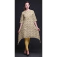 thumbnail image 2 of Bimba Kurta Orange pour Femmes et Horloge Ethnique Imprimée Asymétrique Hauts d'Été pour Femmes XSmall, 2 of 6