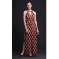 thumbnail image 2 of Bimba Robe Longue de Soirée pour Femmes à Imprimé, Col Ras du Cou, Fentes Latérales, Dos Nu - Grande, 2 of 6