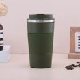 thumbnail image 4 of Vaccum Insulated Stainless Steel Coffee Travel Mug With With Press & Lock Lid - Green, 500ml | Double Walled Thermos Flask With Silicon Grip - Leak Proof Travel Tumbler For Hot & Cold Drinks, 4 of 4