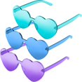 thumbnail image 1 of ORUYROP Heart Shape Sunglasses Rimless Transparent Heart Glasses Colorful Party Favors, 1 of 7