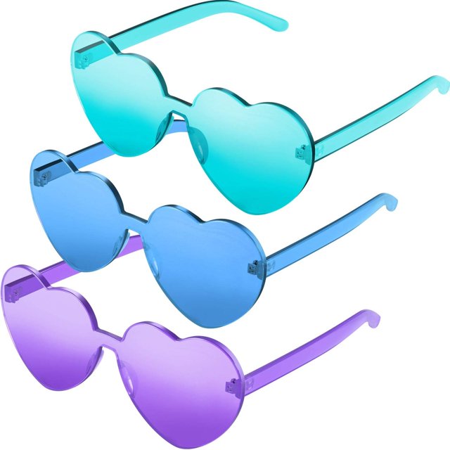 ORUYROP Heart Shape Sunglasses Rimless Transparent Heart Glasses Colorful Party Favors