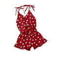 thumbnail image 3 of Diconna Girls Playsuit with Belt, Polka Dot Romper, Ruffles Strap Jumpsuit, 3 of 6