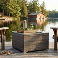 thumbnail image 1 of CorLiving Parksville Resin Wicker and Steel Square Outdoor Coffee Table with Tempered Glass Top, Grey, 1 of 6