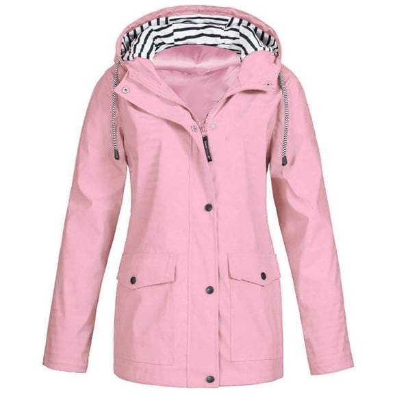Qetyuw Imperméable pour Femmes Grande Taille, Veste à Capuche Imperméable à Manches Longues, Coupe-Vent à Fermeture Éclair Complète, Vestes Décontractées