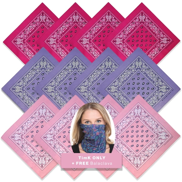Basico 100% Cotton Head Wrap Bandanas 12 Pack