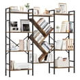 thumbnail image 2 of 4 Tier Large Industrial Bookcase with Tree Shelves, Heavy Duty Tall Open Bookshelf with Steel Frame, Rustic Display Shelves for Bedroom Living Room, 2 of 9