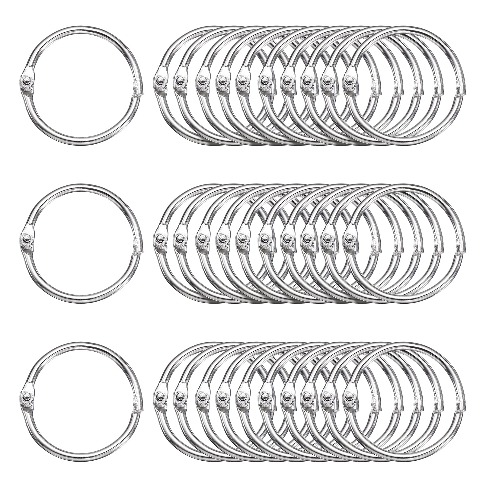 Uxcell 50pcs Binder Rings 1 Inch Loose Leaf Binder Ring Metal Book Rings Colorful Loose Leaf Rings, Silver Tone