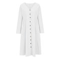 thumbnail image 4 of Gspmoly Robes d'Été pour Femmes, Mode Femmes Col en V Uni Manches Longues Bouton Robe Décontractée Longueur Genou Robes de Soirée pour Femmes Liquidation, 4 of 6