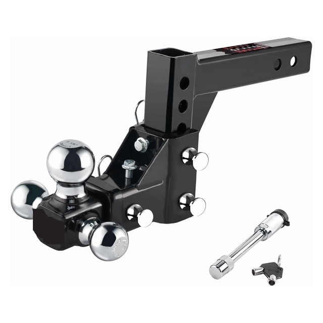 Adjustable Trailer Hitch Ball Mount, Tri-Ball (1-7/8" X 2" X 2-5/16"), Fits 2" Receiver, 5" Rise/Drop Hitch, Hitch For Heavy Dut ,Dependable Strength