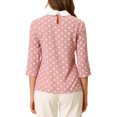 thumbnail image 3 of INSPIRE CHIC Blouse à Col Peter Pan Contrastant pour Femmes, Rentrée Scolaire, Manches 3/4, Chemises, m Rose Foncé, 3 of 7