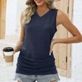 thumbnail image 4 of Timegard Summer Tank Tops for Women V-Neck Sleeveless Side Ruched Comfy Casual Tunic Tops Basic Tee Shirts, 4 of 7