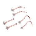 thumbnail image 2 of 6Pcs Tiny Bone Studs Nose Piercing Jewelry Stainless Steel Nose Screws Rings Set Rose Gold, 2 of 9