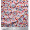 thumbnail image 1 of Soimoi Grey polyester Crepe Fabric Ship Wheel,Starfish & Seashell Ocean Print Fabric by Yard 52 Inch Wide, 1 of 1