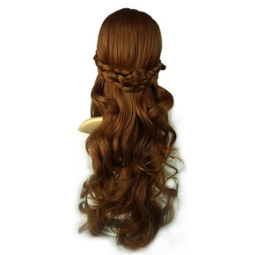 Perruque Anna Deluxe Brune en Cheveux Synthétiques Perruque Princesse Cosplay Halloween Perruque Cheveux Princesse Convient aux Enfants Femmes