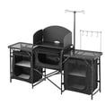 thumbnail image 1 of KFFKFF Foldable Camping Table, Portable Camping Kitchen Table Outdoor, Aluminum Portable Cook Station with 3 Storage Cupboard, Carrying Bag, Detachable Windscreen, Quick Set-up, 1 of 9