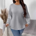 thumbnail image 2 of Timegard Plus Size Tops for Women Long Sleeve Round Neck Blouse Fall Casual Tunic Tops Solid Color, 2 of 8