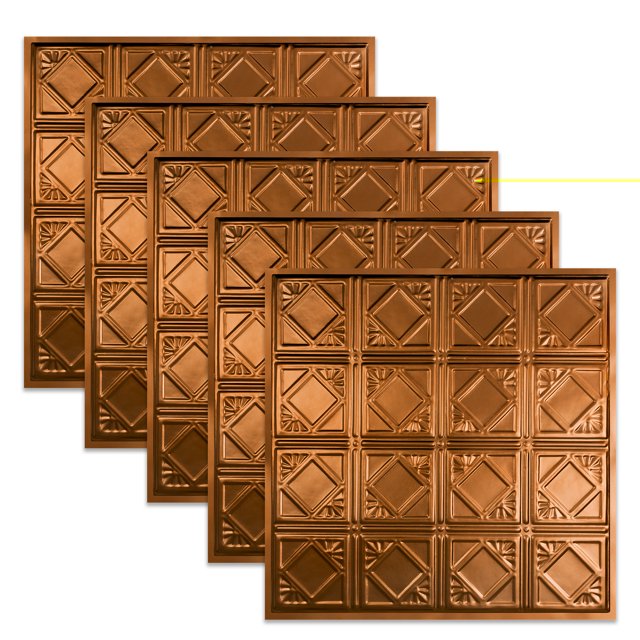 Great Lakes Tin Ludington Copper 2ft x 2ft Lay In Ceiling Tiles (5 Pack)