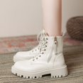 thumbnail image 3 of B91xZ Platform Chelsea Boots Comfort Slip-On Waterproof Leather Platform Booties,Beige 6.5, 3 of 4