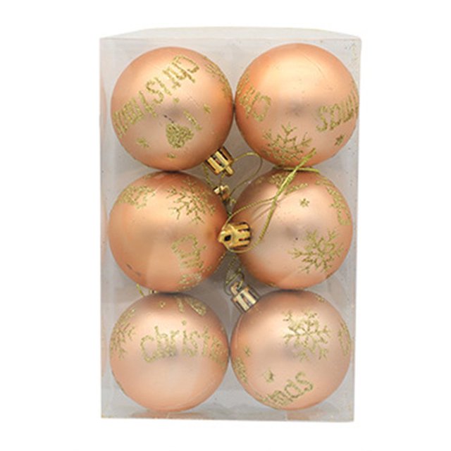 6Pcs Christmas Balls Festive Exquisite Decorative Glittery Tree Letter Color Painted Balls Decor for Christmas