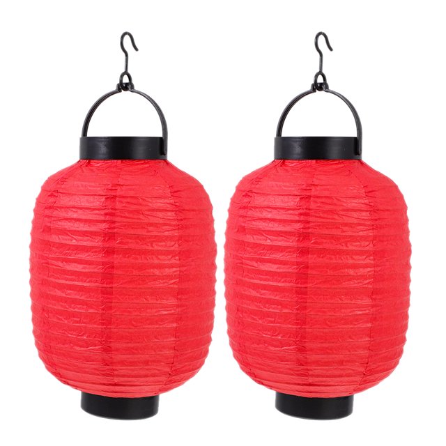 2 pcs Japanese Folding Lanterns Paper Hanging Lanterns Decorative Lanterns with Lights