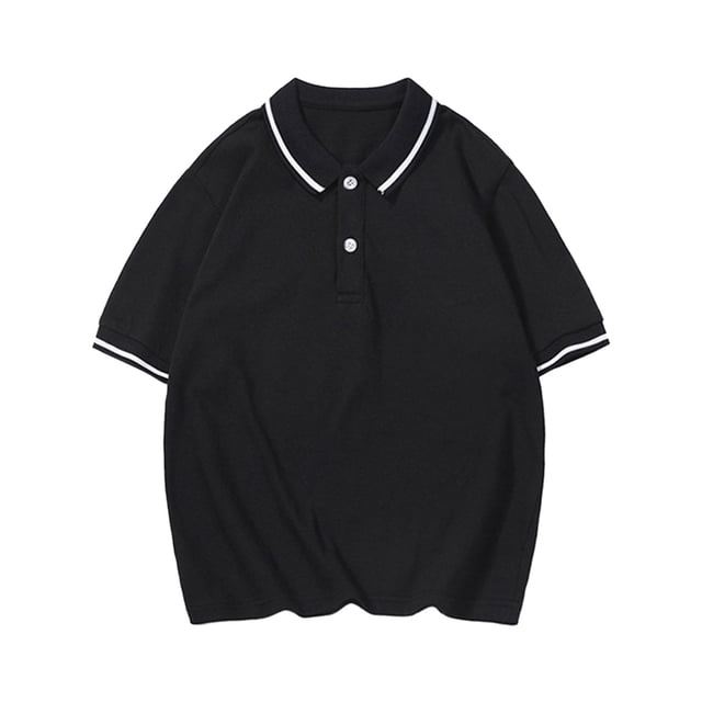 Chemises Garçons Manches Courtes Décontracté Polo Uni Noir 12-13 Ans