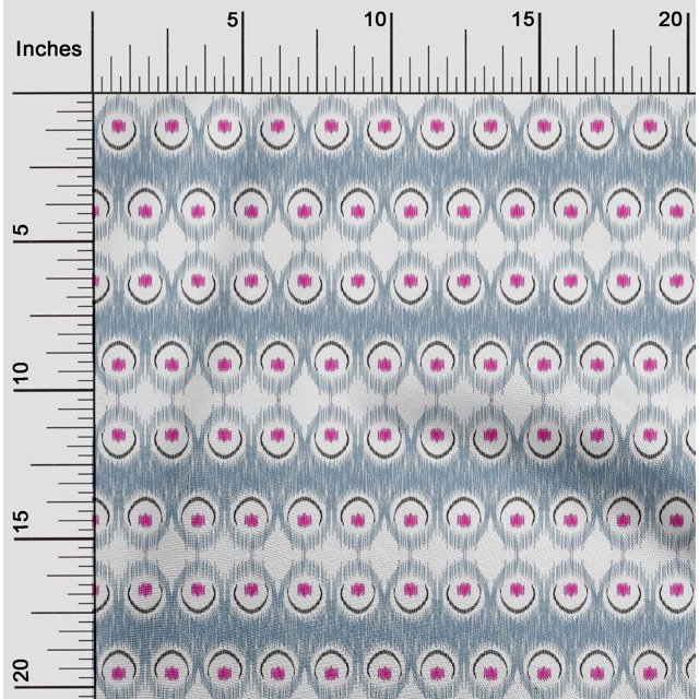 oneOone Cotton Poplin Fabric Peacock Feather Ikat Print Sewing Fabric BTY 42 Inch Wide